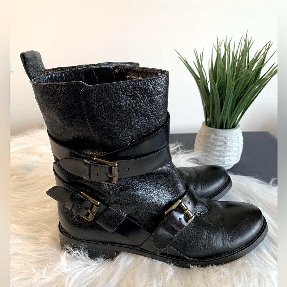 Nine West Ankle Boot Black Leather with Buckles SZ: US 6 - Picture 7 of 9